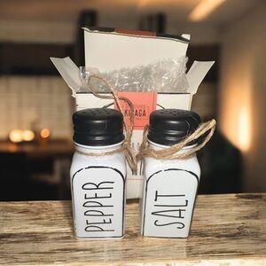Kibaga Farmhouse White and Black Salt and Pepper Shakers